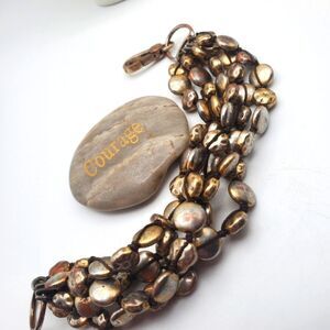 Lucky brand pebble gold toned champagne bracelet